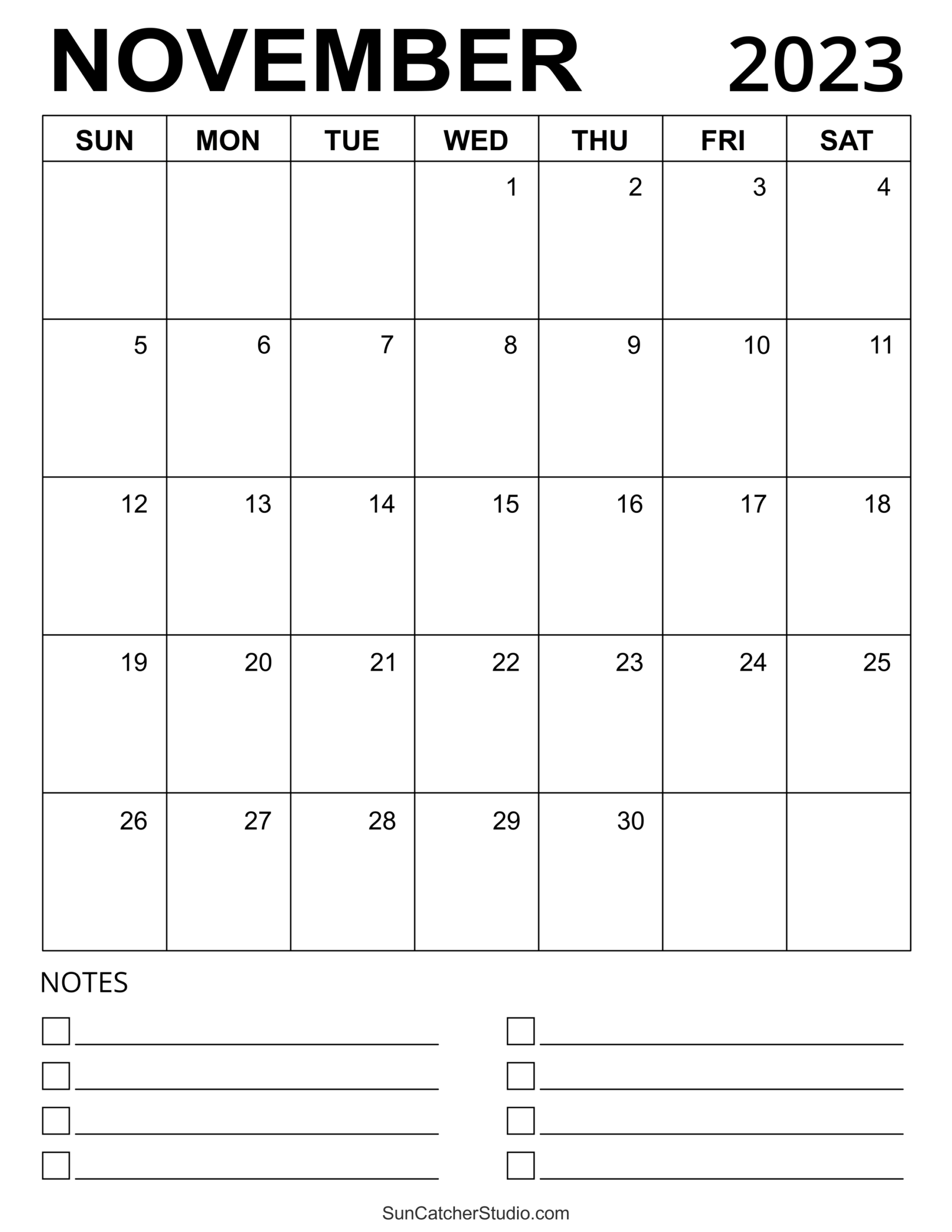 November 2023 Calendar Free Printable Free Printables 
