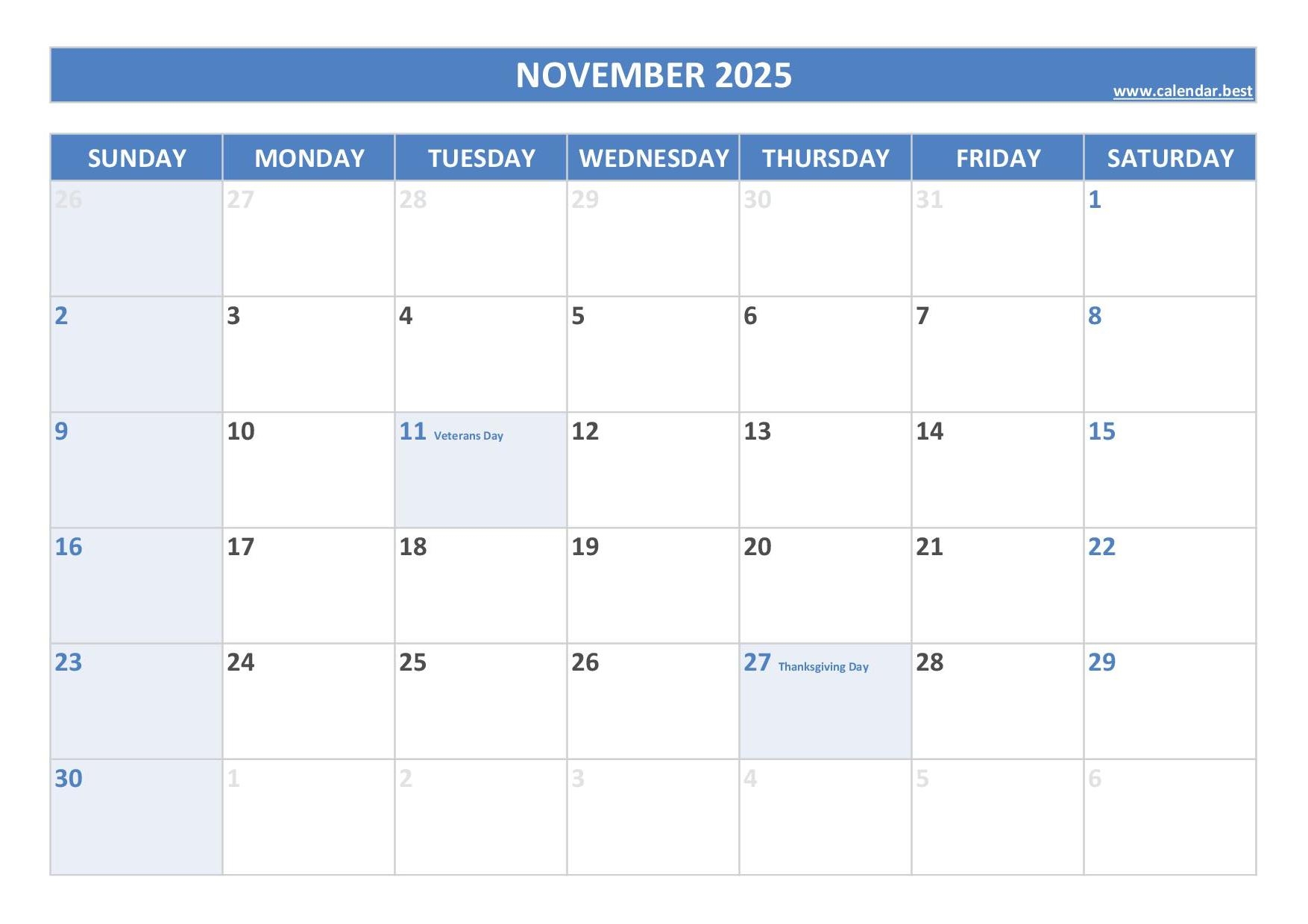 Printable Calendars For November