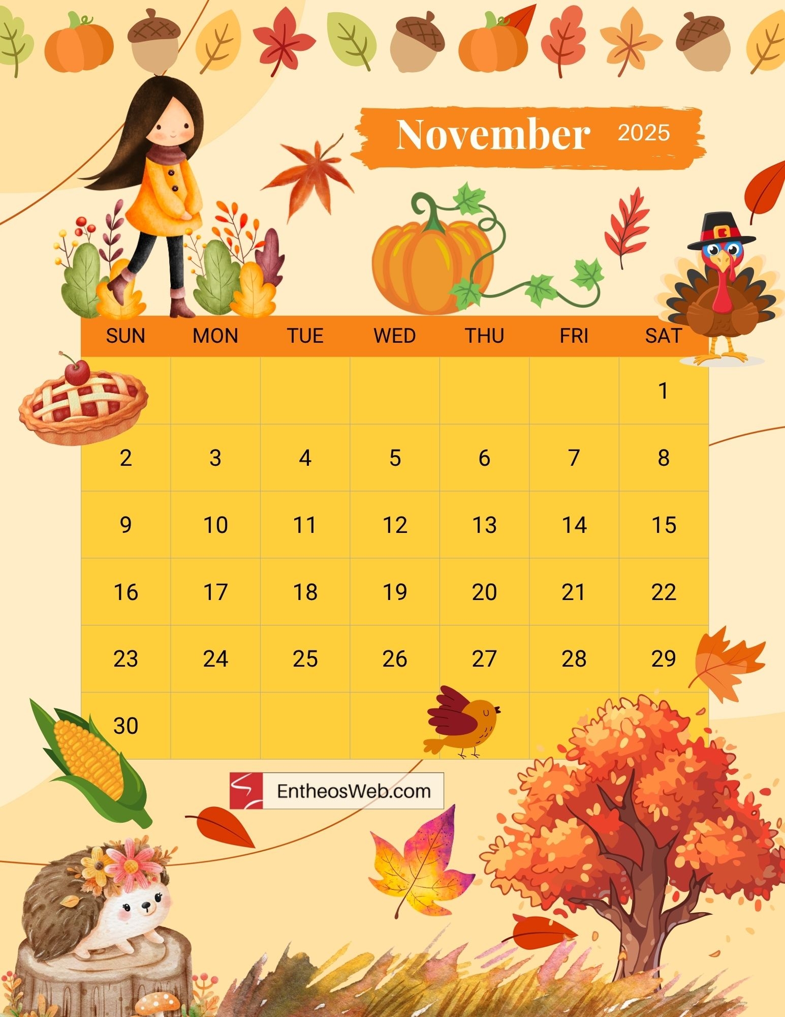 November 2025 Calendar Free Printables EntheosWeb