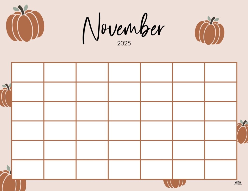 Printable Fall November Calendar