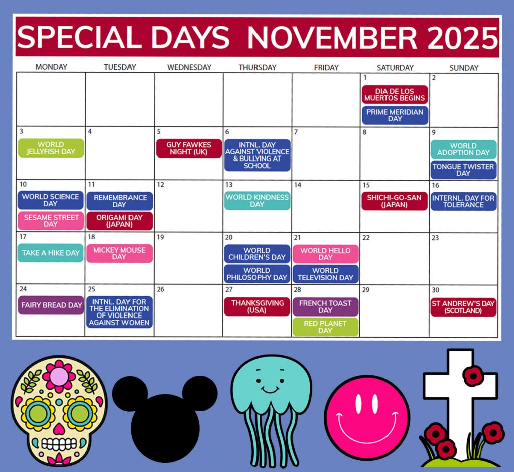 November 2025 Classroom Holidays amp Events Printable Calendar 