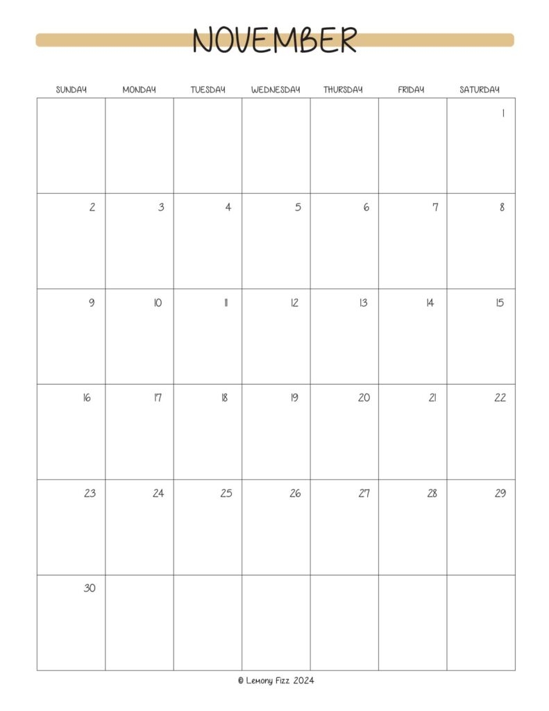 November 2025 Monthly Calendars To Print