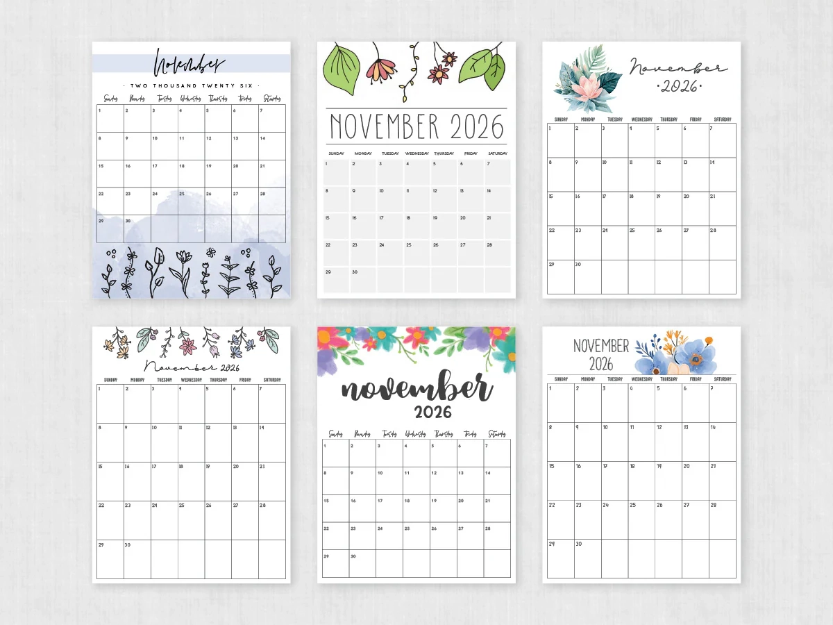 Printable Calendar November 2026 For Binder