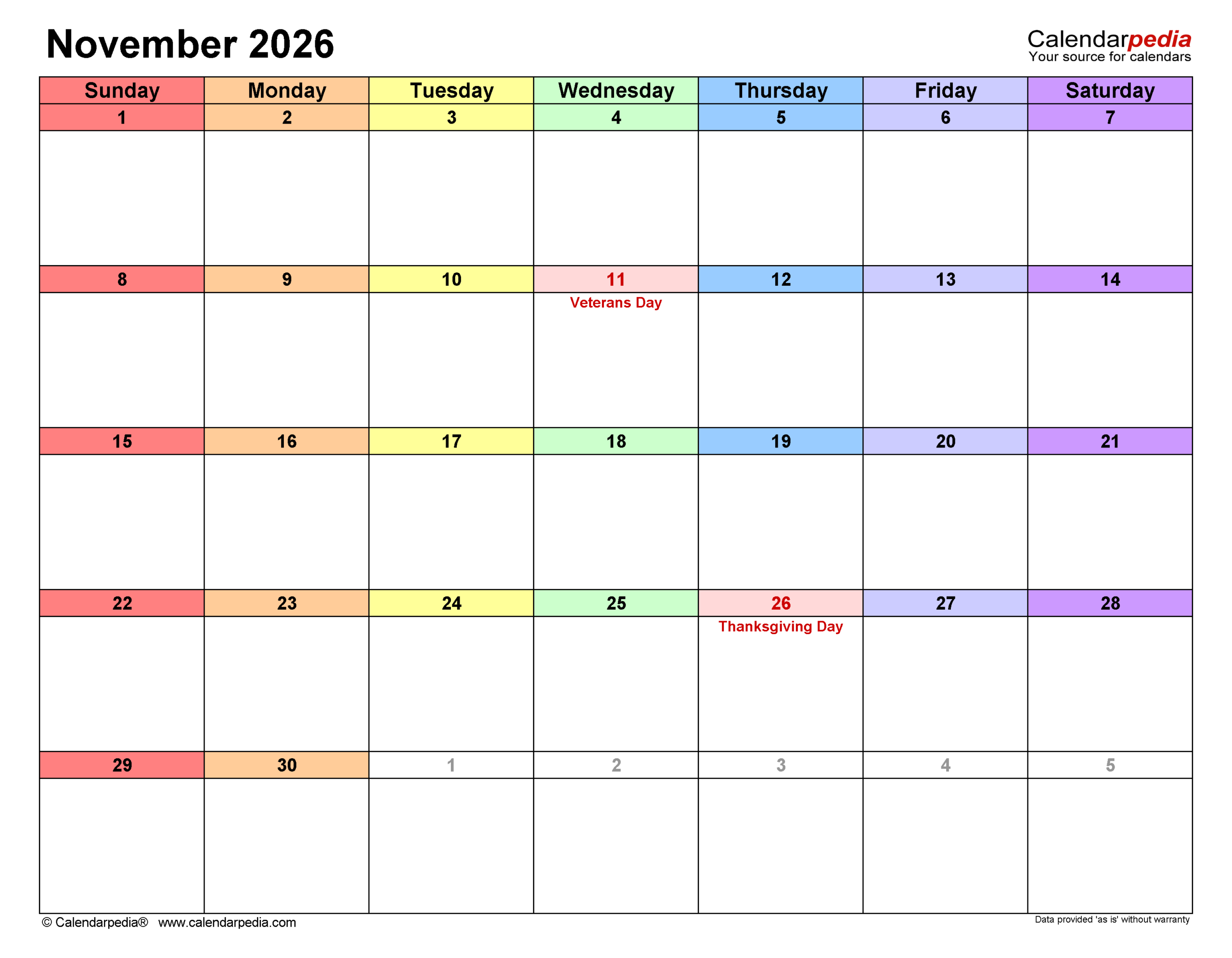 Printable November 2026 Calendar Turkey