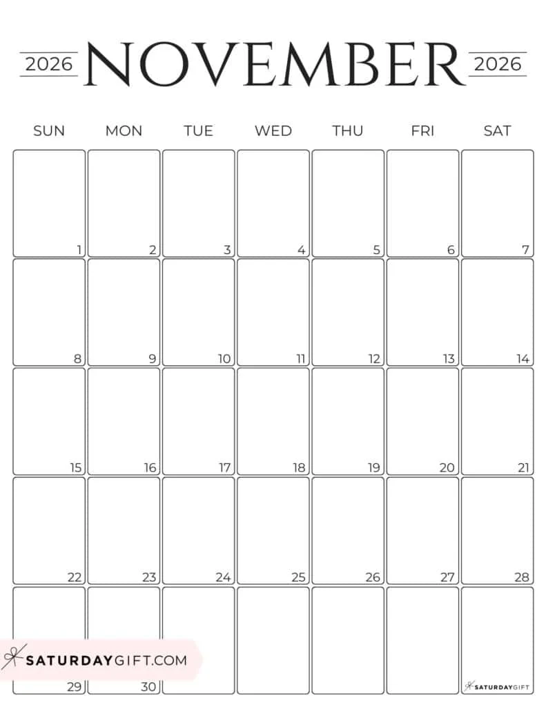 November 2026 Blank Printable Calendar