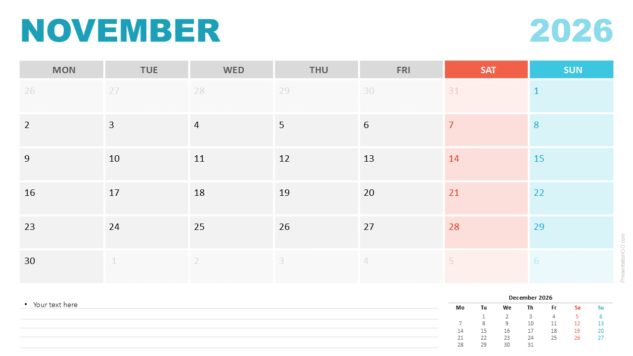 November 2026 Monthly Calendar For PowerPoint amp Google Slides