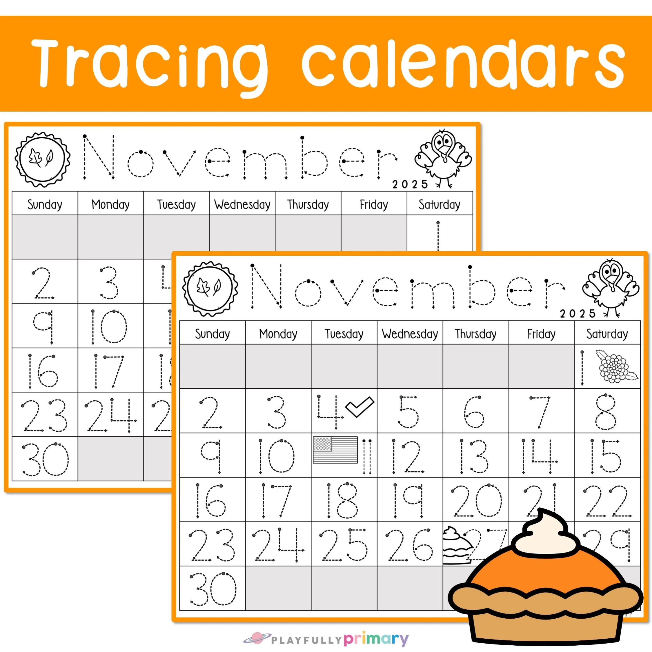 November Calendar 2026 Printable Calendar Tracing Worksheet 