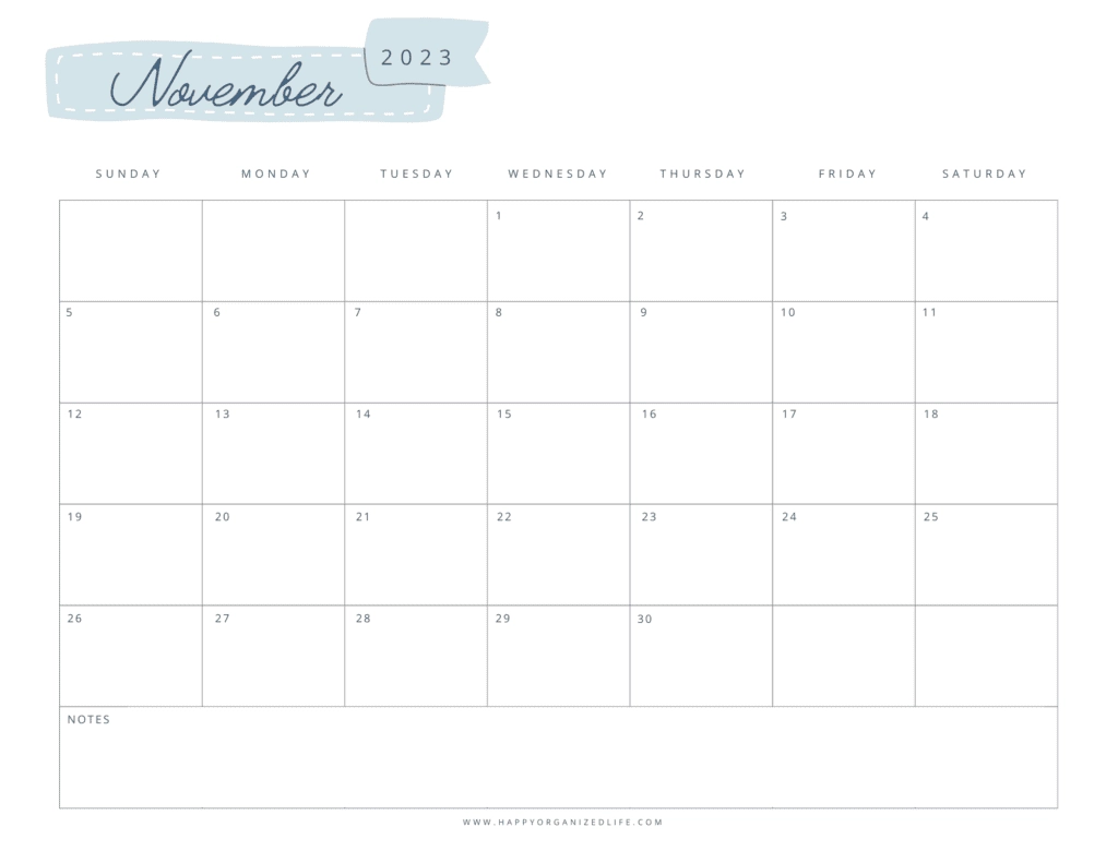 November Calendar For 2023 45 Free Printable Designs