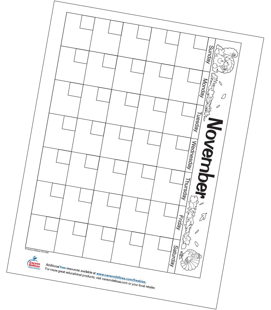 Blank Printable November Calendar Fill In