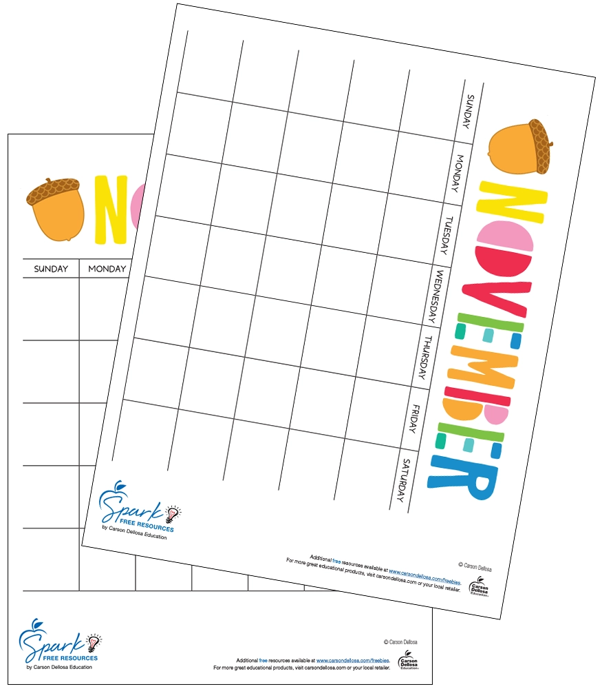 November Editable Calendar PDF amp Google Classroom Landscape 
