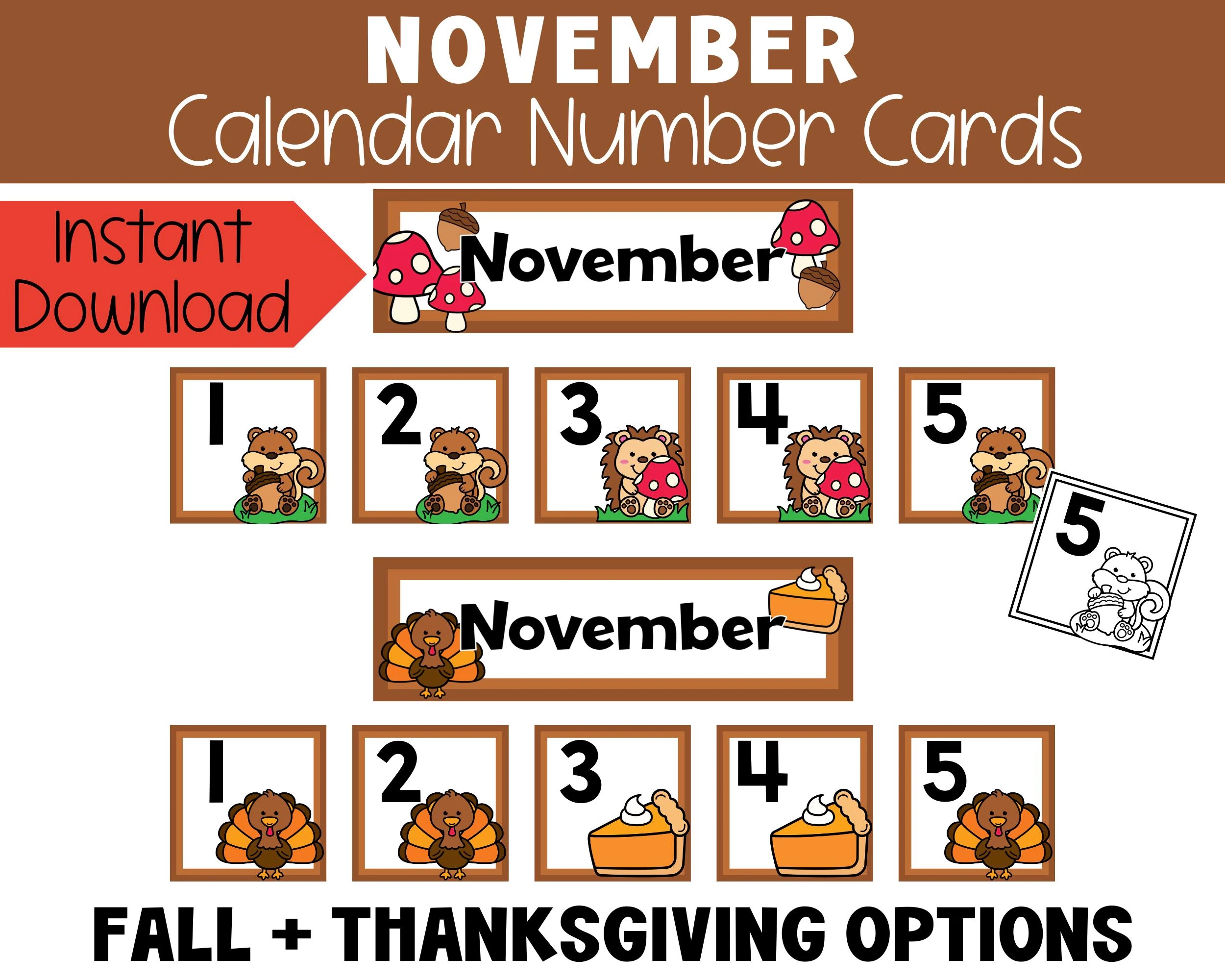 November Printable Calendar Numbers