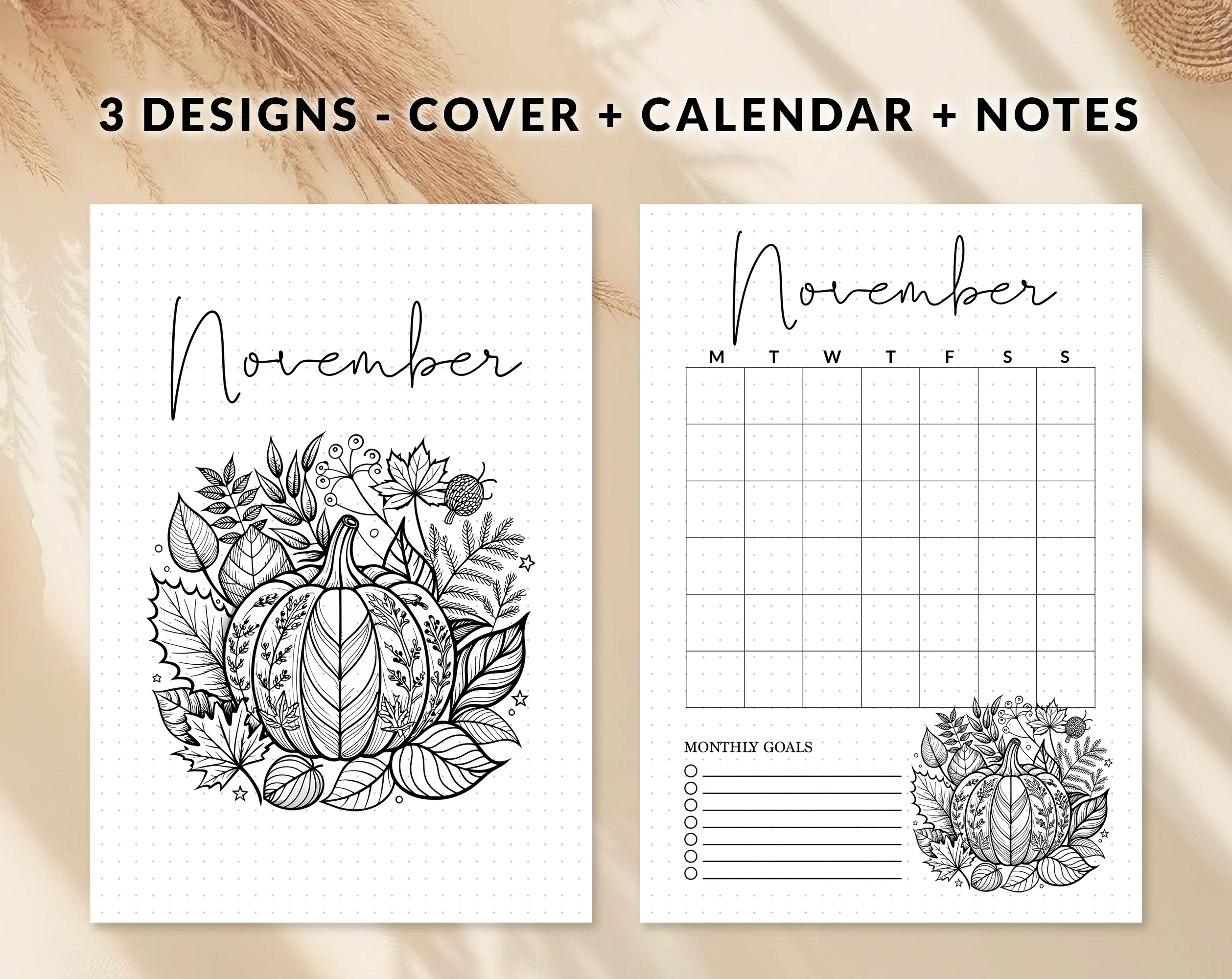 Printable November Bullet Journal November Calendar