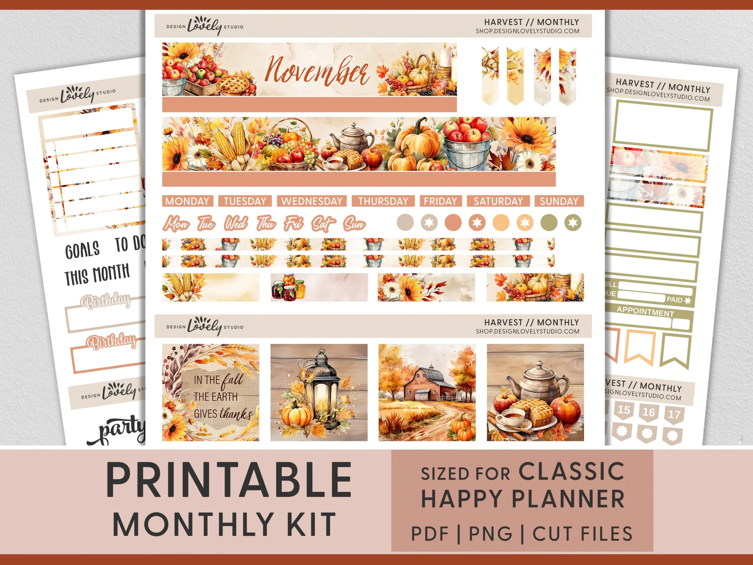 November Monthly Sticker Kit November Planner Stickers Fall 