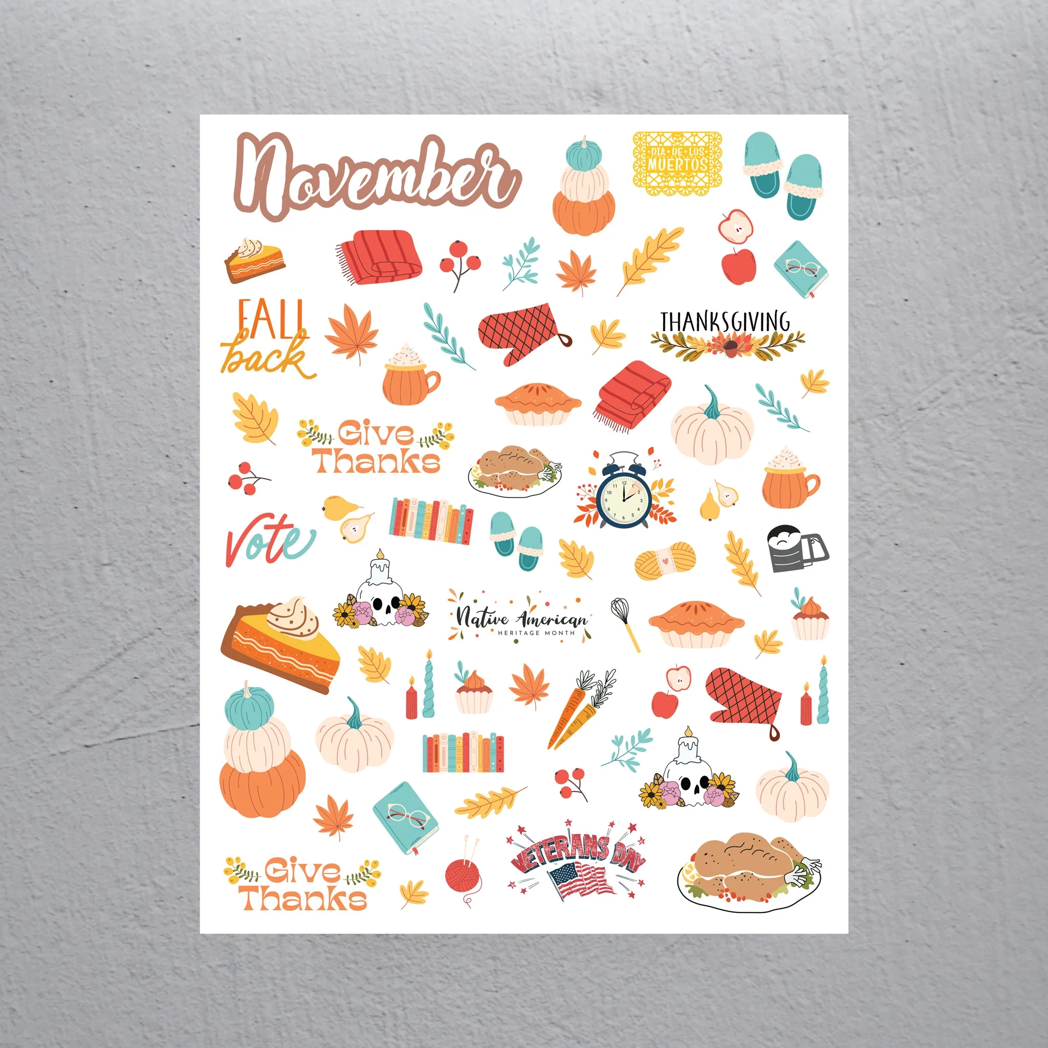 November Stickers Assorted Monthly Themed Stickers Colibri 