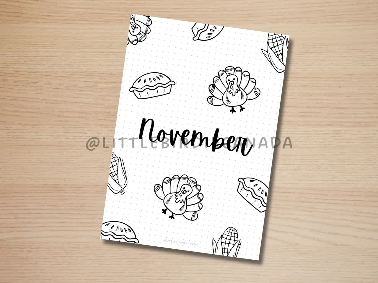 November Title Page Thanksgiving Turkey November Calendar PRINTABLE Calendar Journal Title Page And Calendar November Cover Page