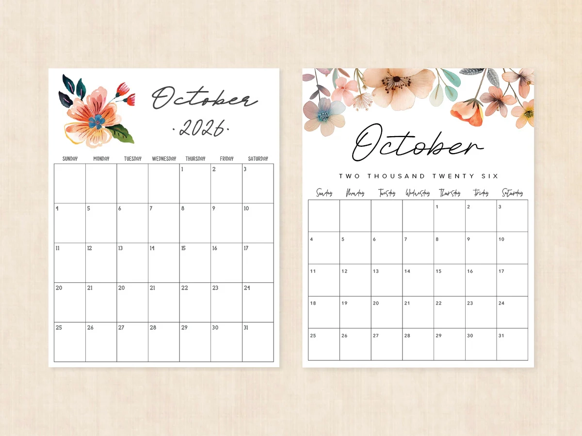 October 2026 Calendar Blank
