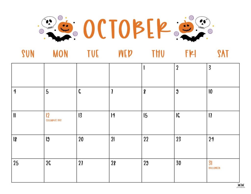 October 2026 Calendars 123 FREE Printables Printabulls October 2026 Calendars 123 FREE Printables Printabulls