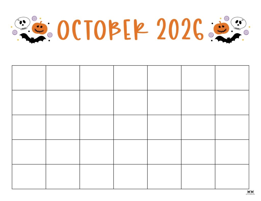 Calendar October 2026 Blank Printable