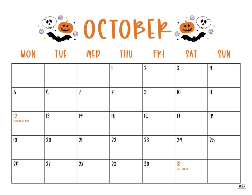 October 2026 Calendars 123 FREE Printables Printabulls