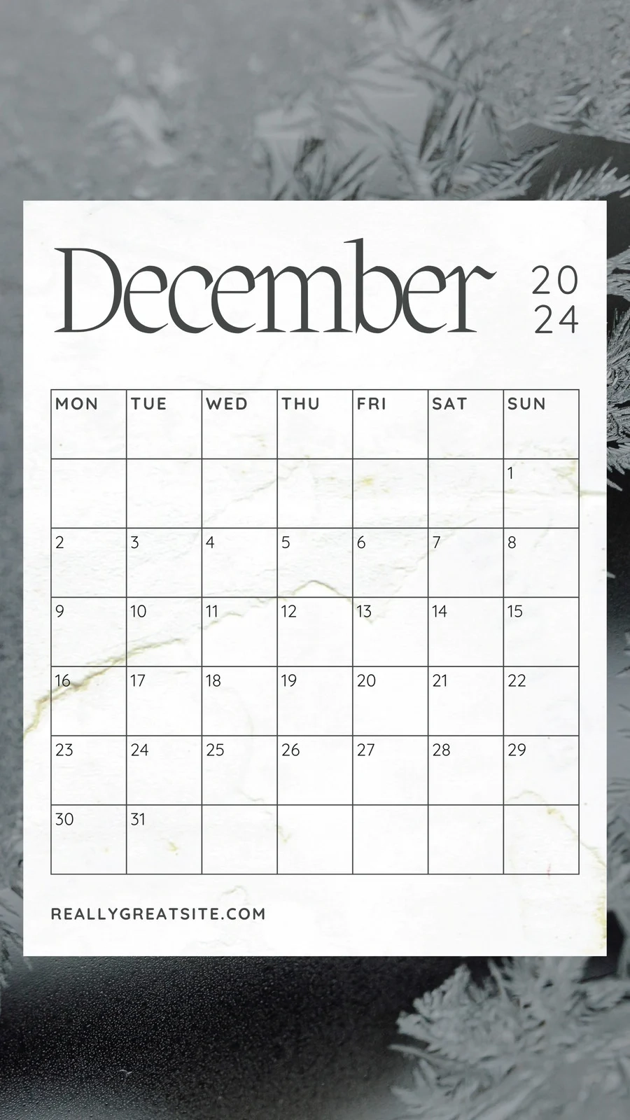 Tumblr Printable Calendar December