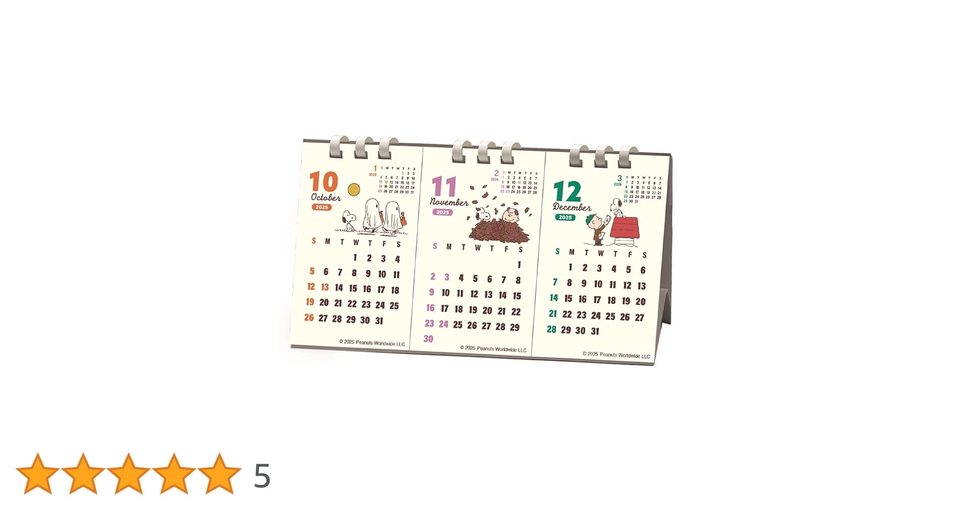 Peanuts 2026 Calendar 3 Months Horizontal Tabletop Eco Type 