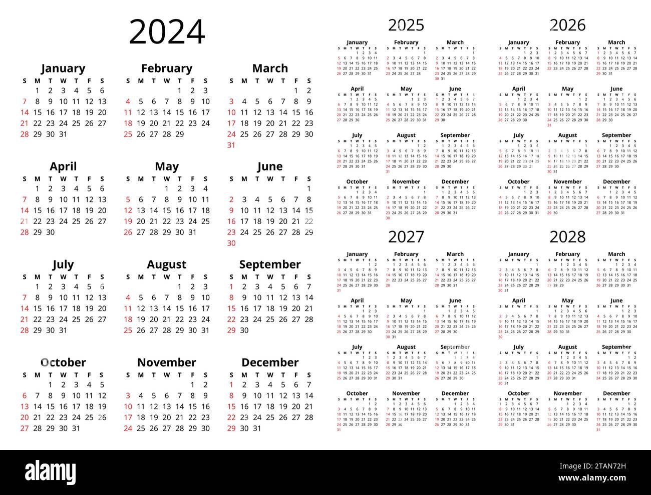 Personalized Calendar Calendar 2025 2026 2027 2028 Template 