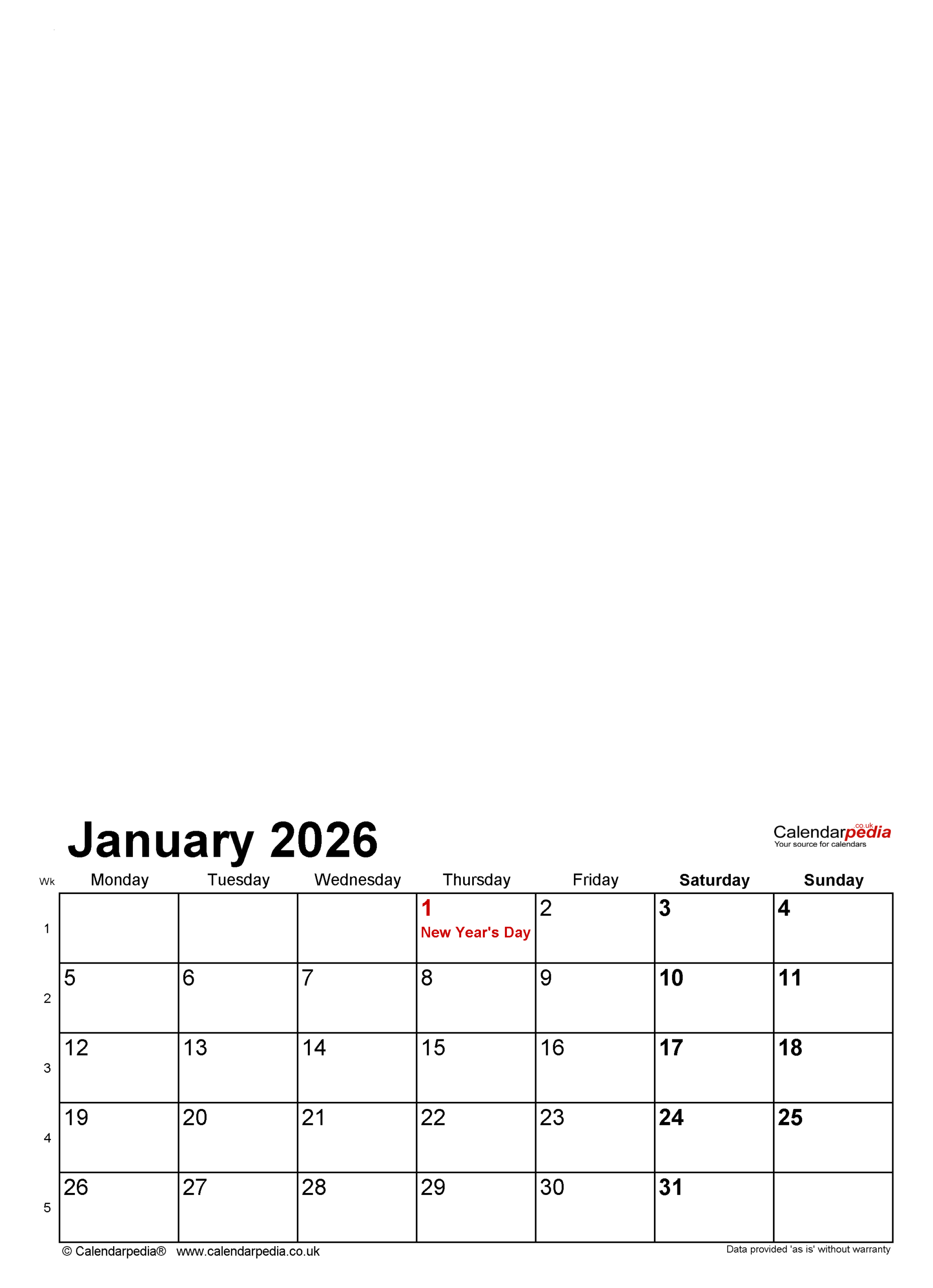 Photo Calendar 2026 UK Free Printable PDF Templates