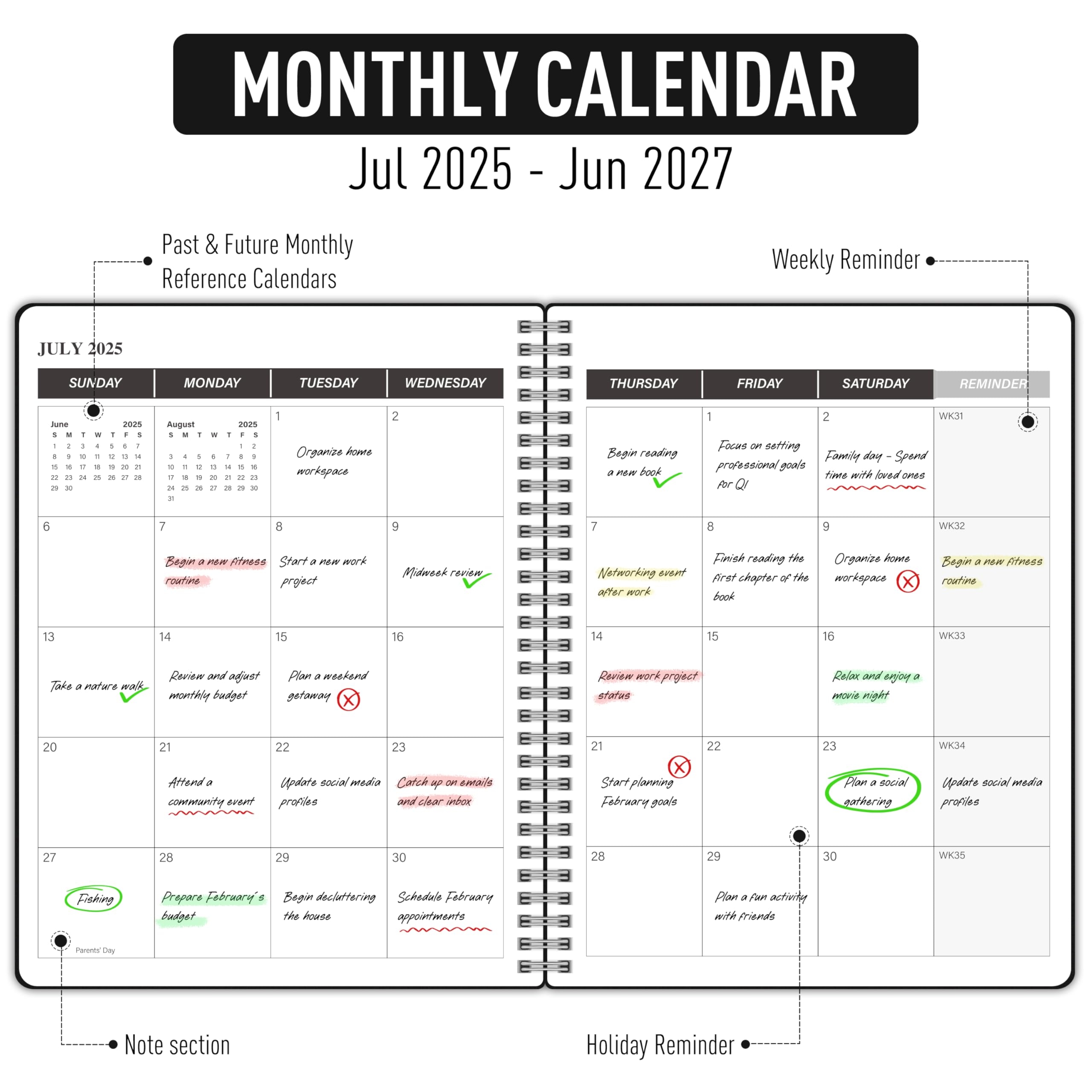 Planner 2025 2026 Monthly Planner 2025 2027 2 Year Calendar With 