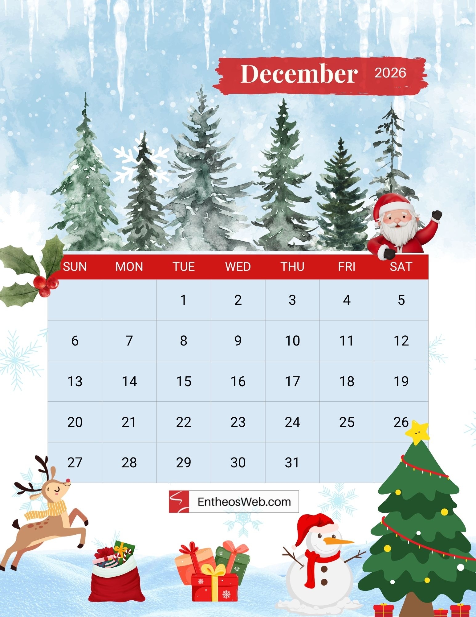 Printable 2026 Monthly Seasonal Calendar EntheosWeb