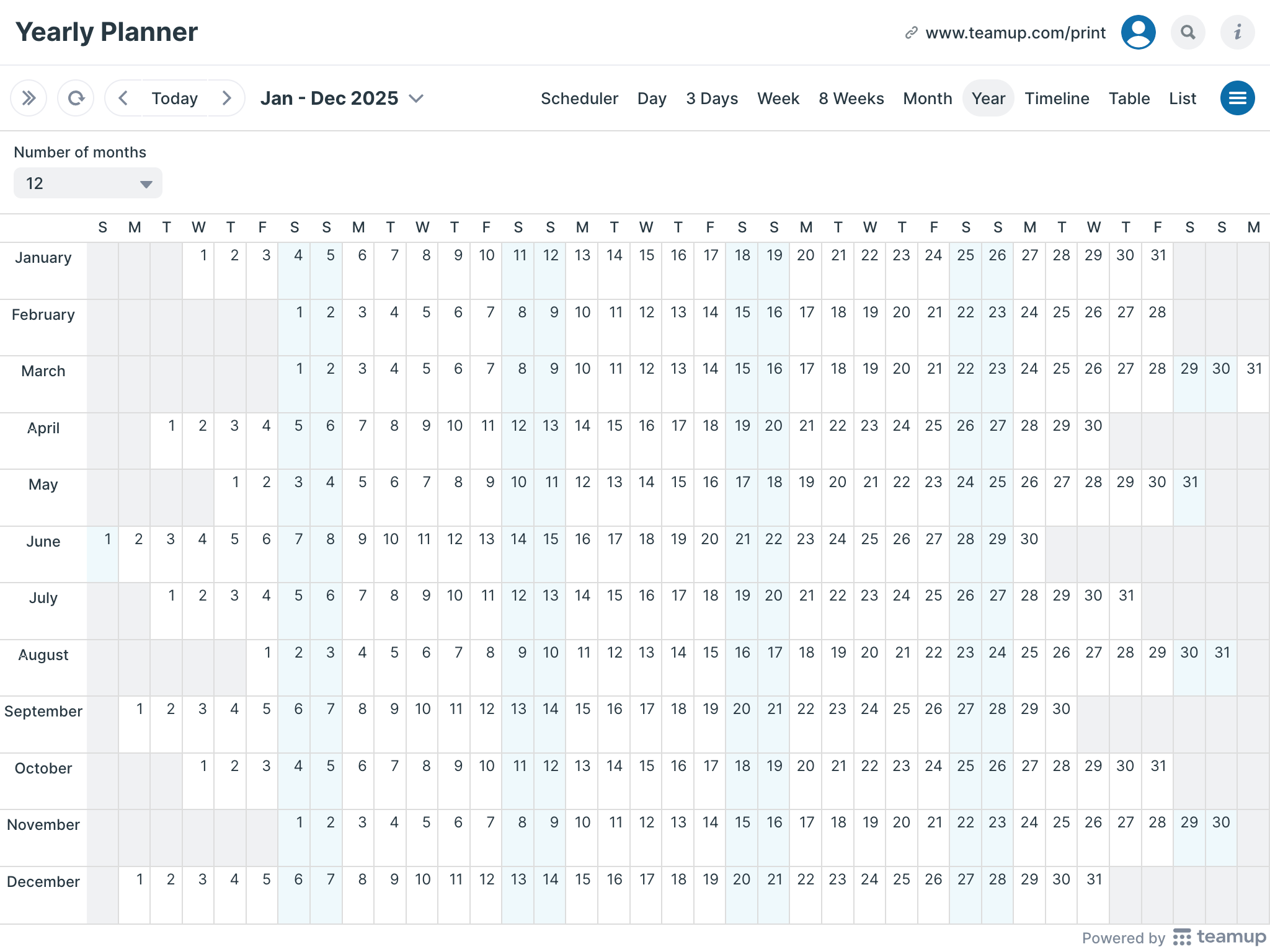 Printable Calendars Teamup