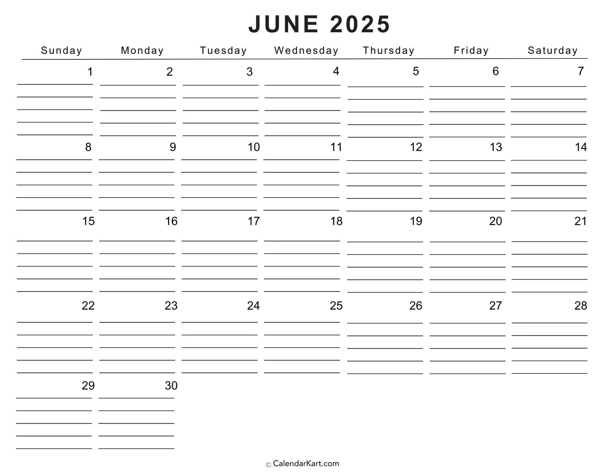 Template For June 2025 Calendar Template For June 2025 Calendar