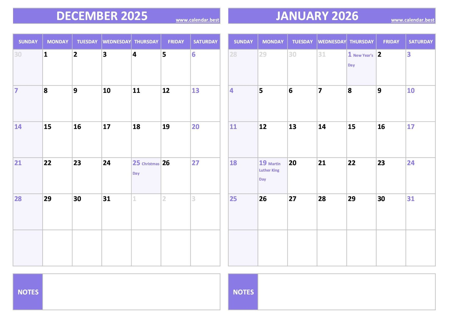 Printable December 2025 And January 2026 Calendar Free PDF amp JPG 
