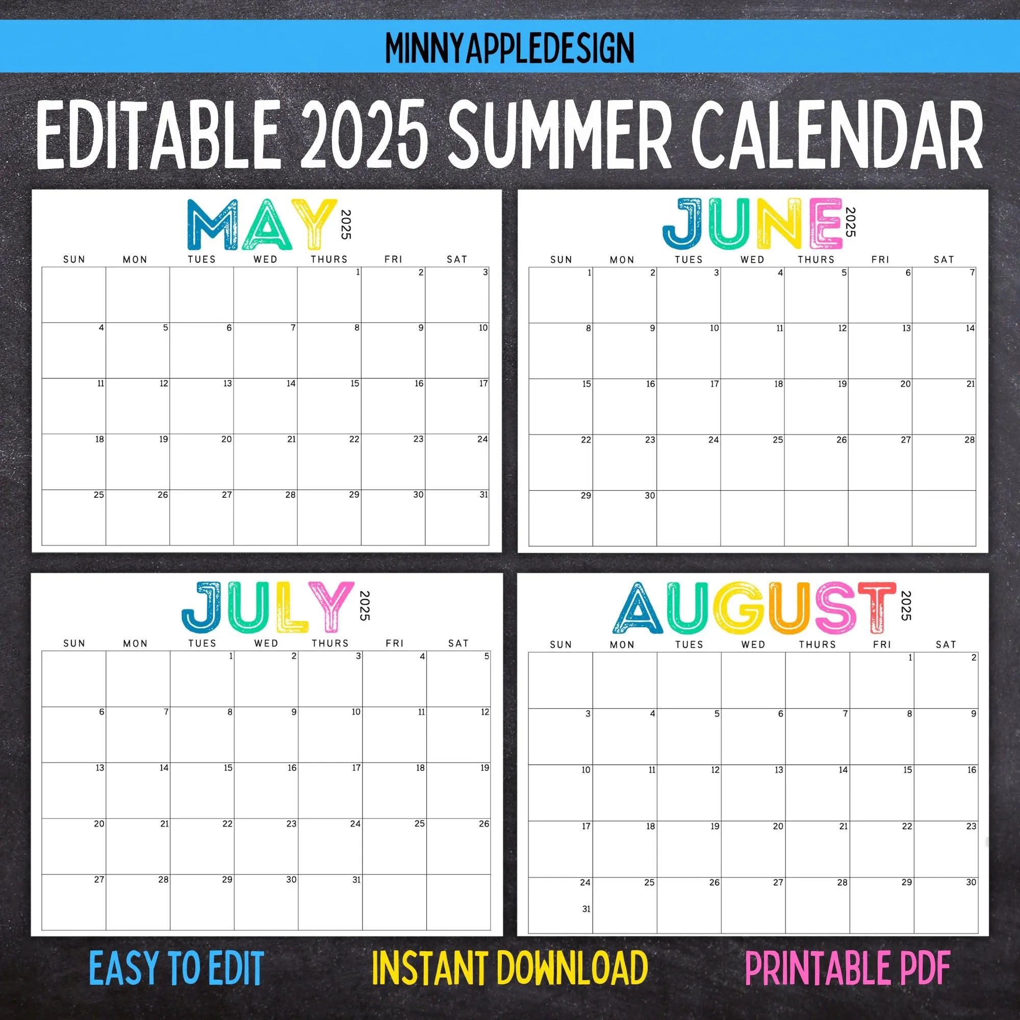 June July August 2025 Calendar
