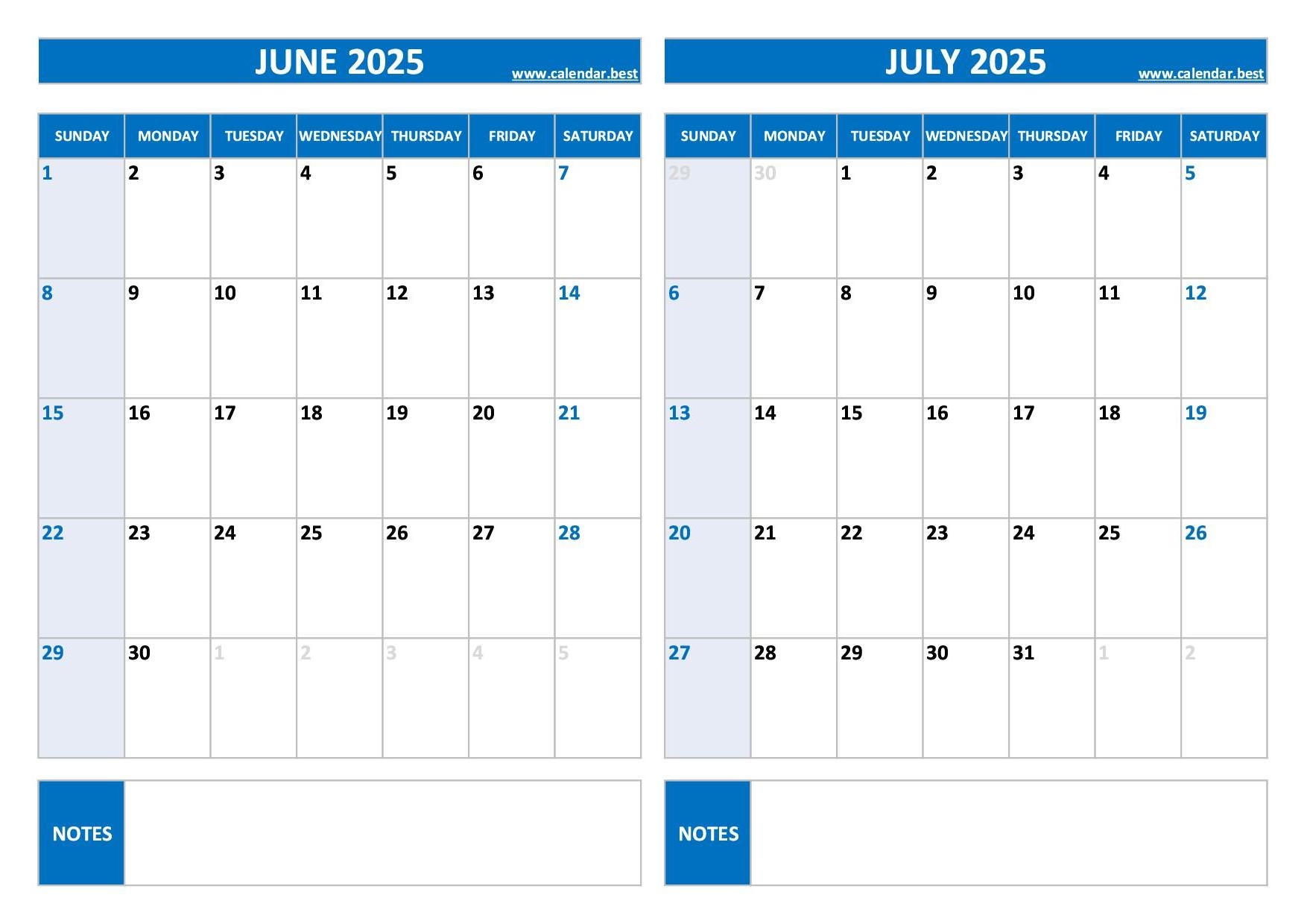 Printable June And July 2025 Calendar Free PDF amp JPG Downloads