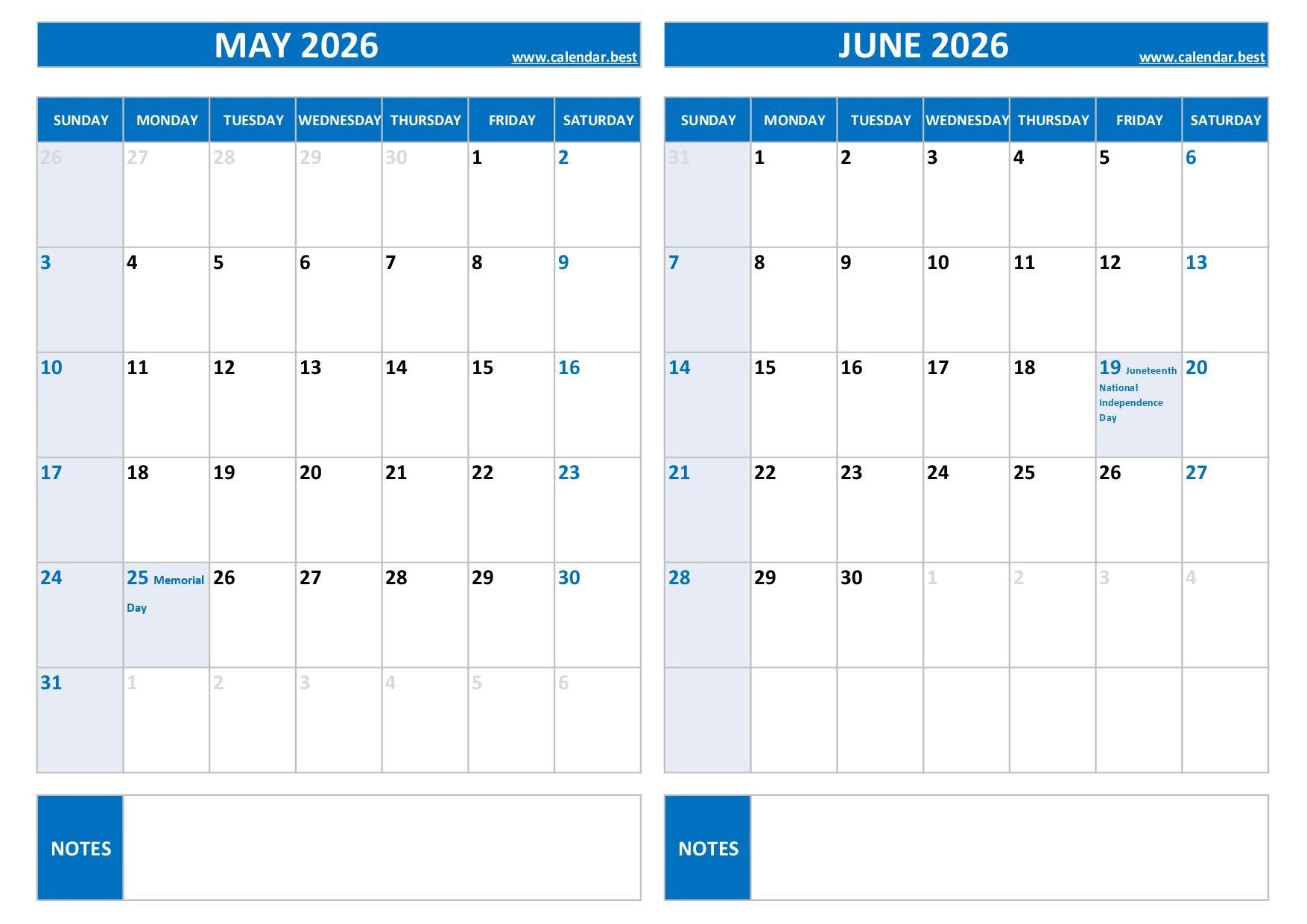 Printable May And June 2026 Calendar Free PDF amp JPG Downloads