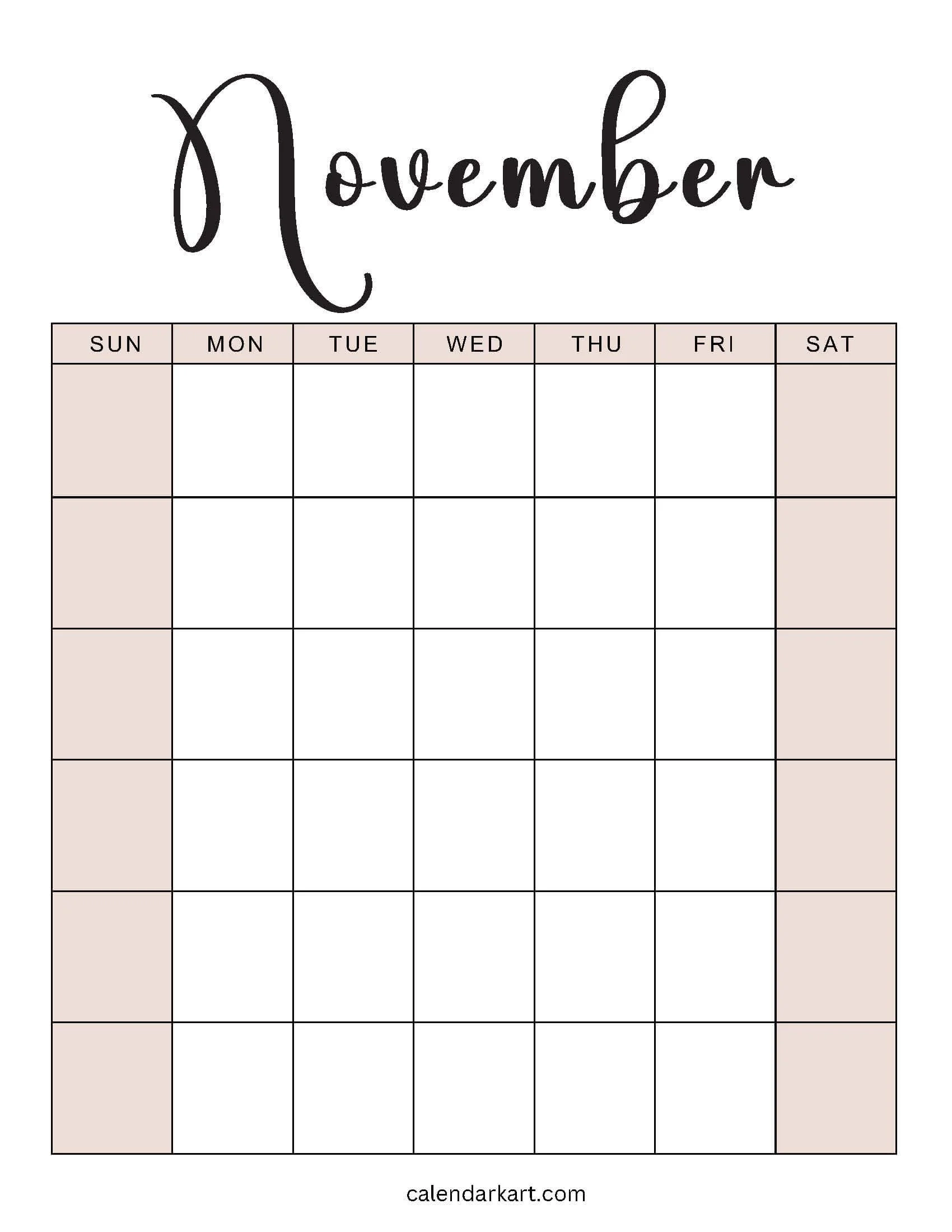 printable november 2025 calendars free pdf calendarkart