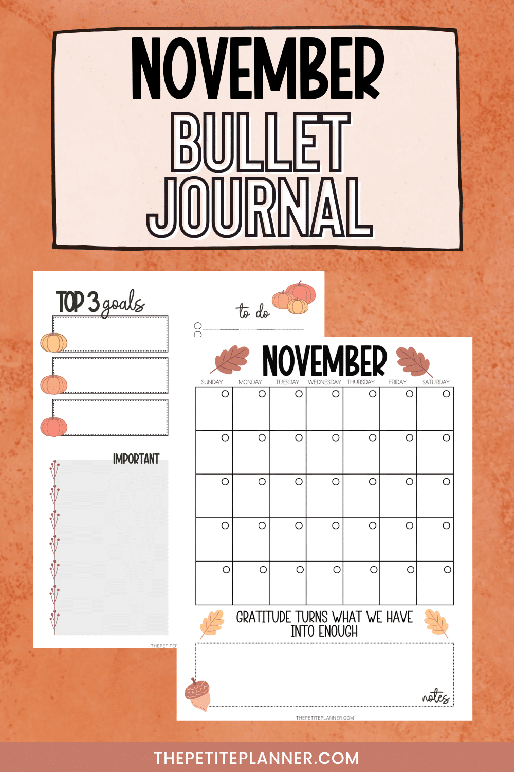 Printable November Bullet Journal Setup Free Planner Pages