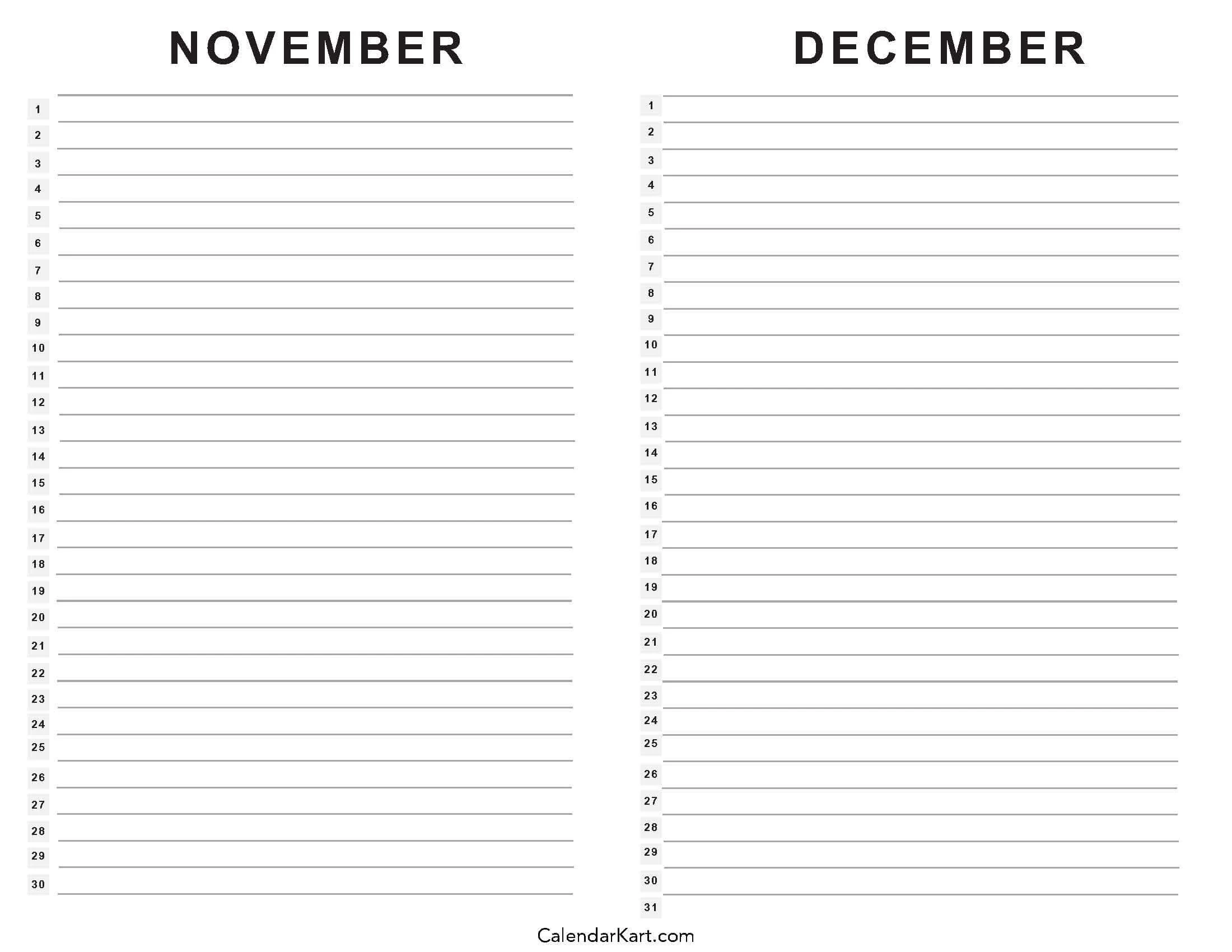 Printable November Calendar To Do List