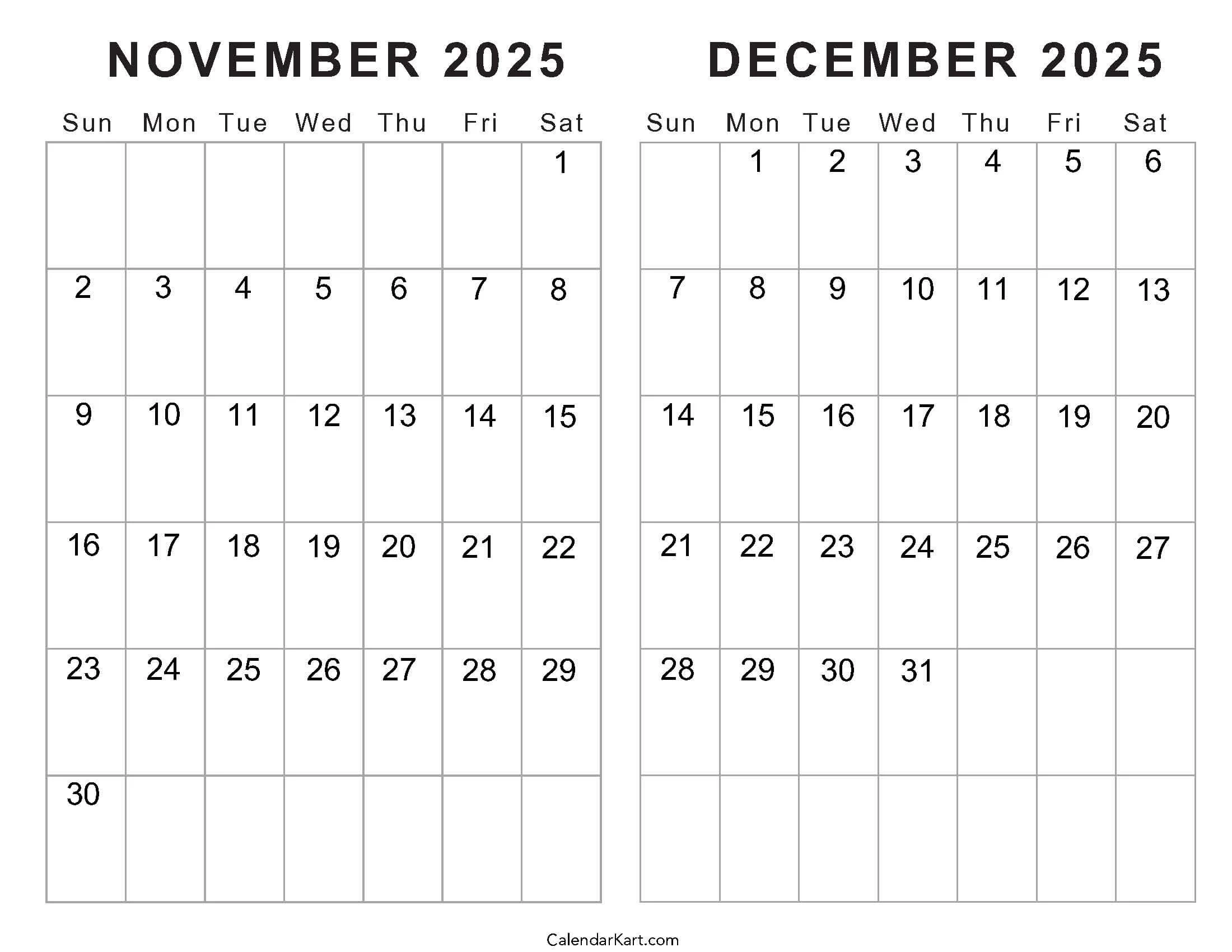 November December January Calendar Printable