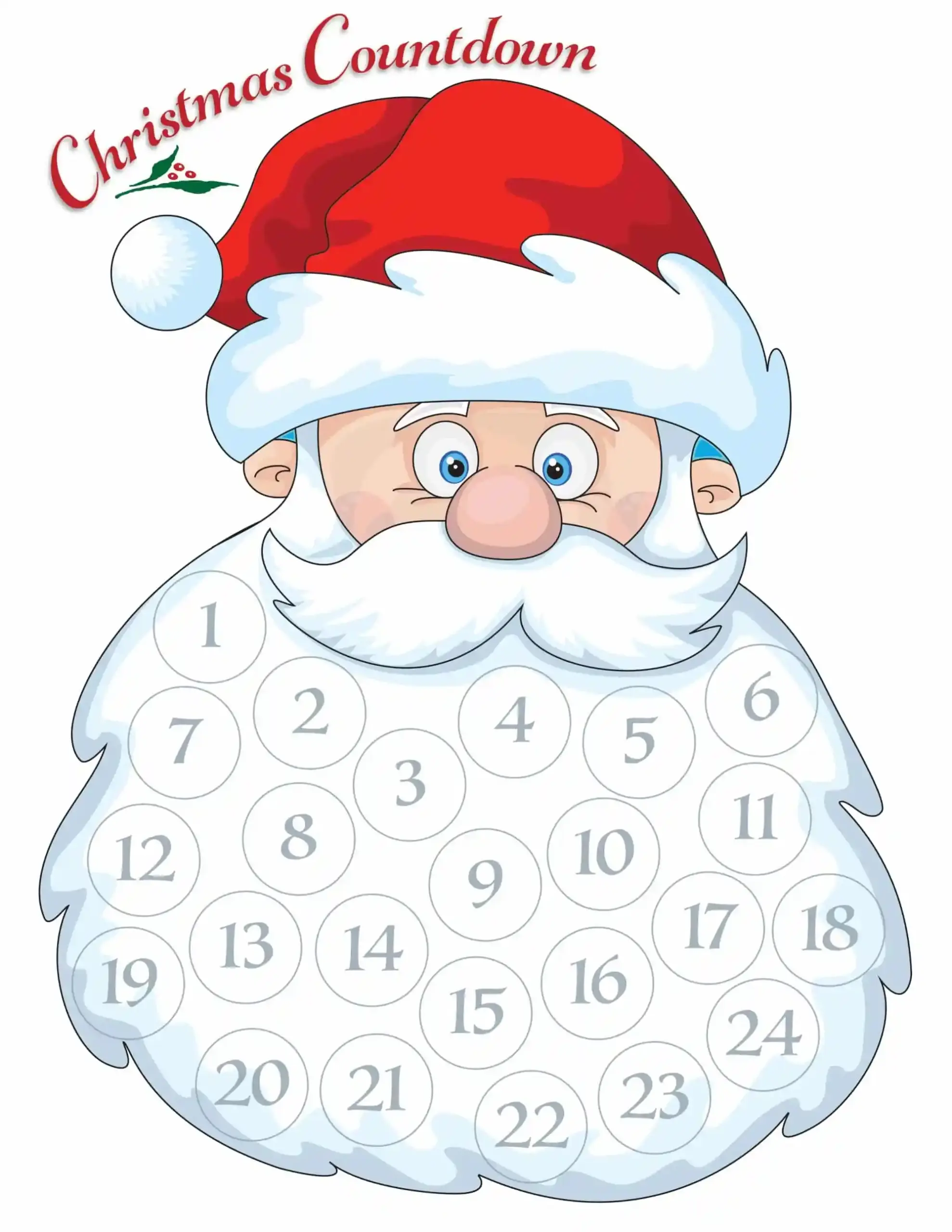 Santa Beard Countdown Calendar Free Holiday Fun For The Kids 