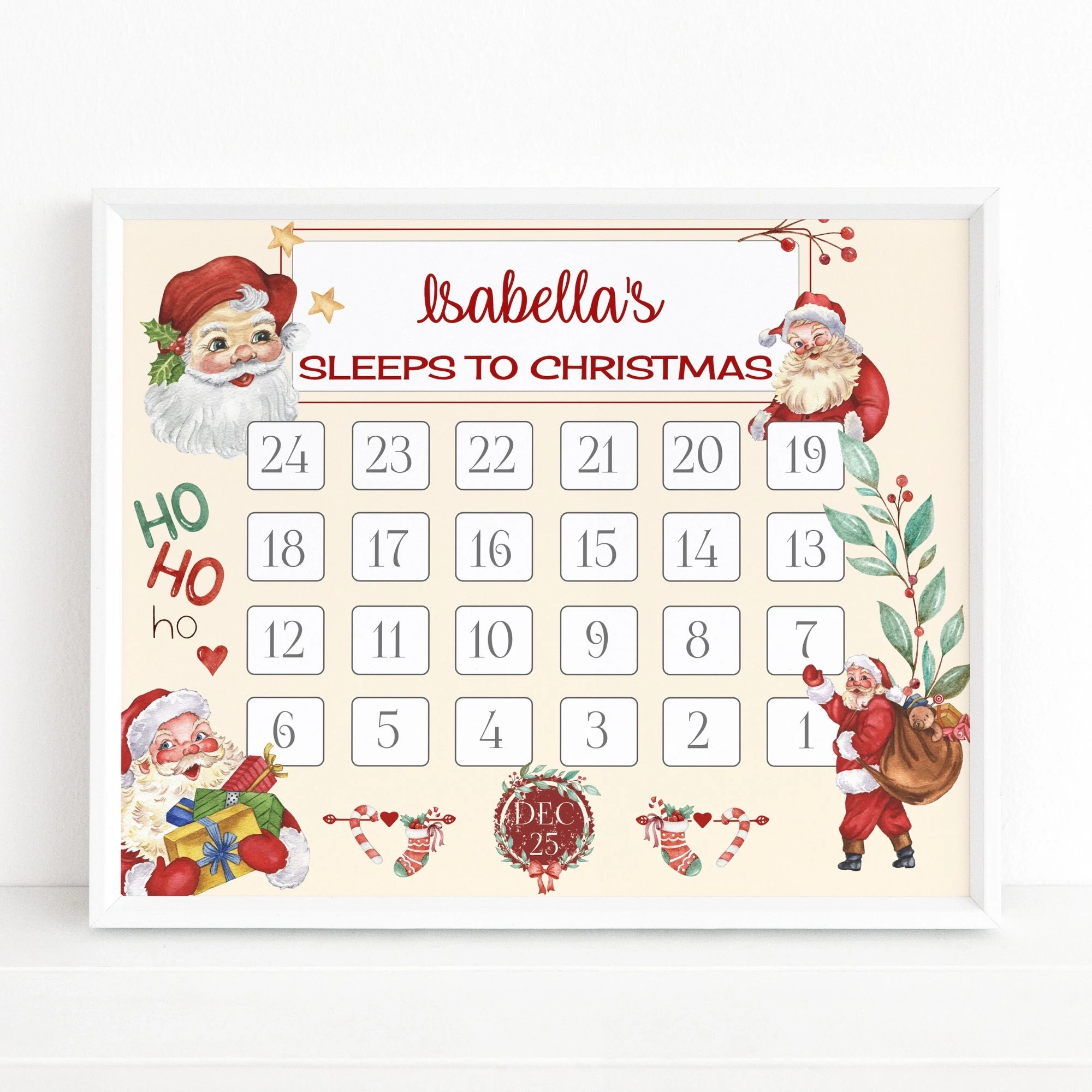 December Printable Santa Count Down Calendar December Printable Santa Count Down Calendar
