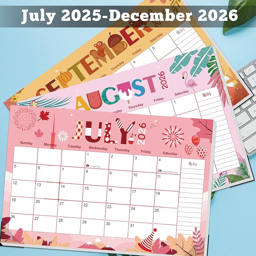 School Year Calendar 2025 2026 Desk Calendar 19 Month Planner 
