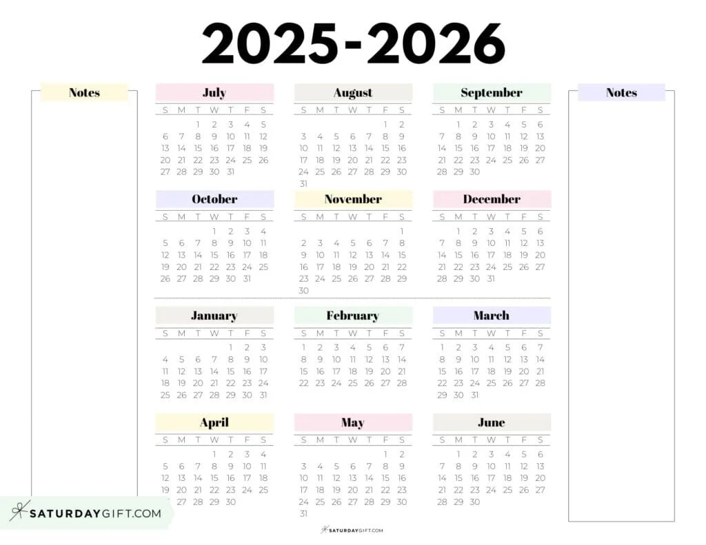 Printable 2026 School Calendar Blank