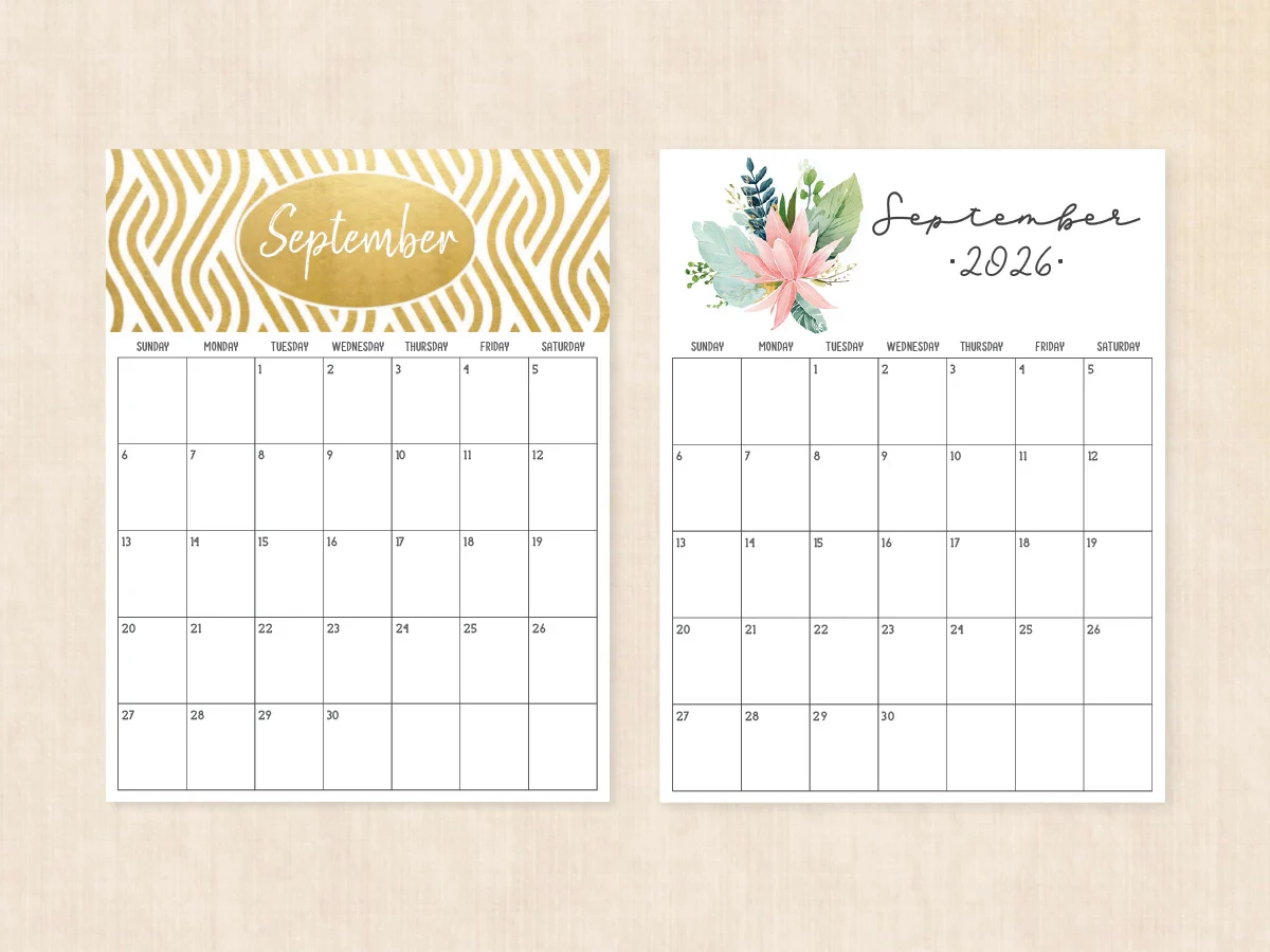 Blank Printable Sept 2026 Calendar