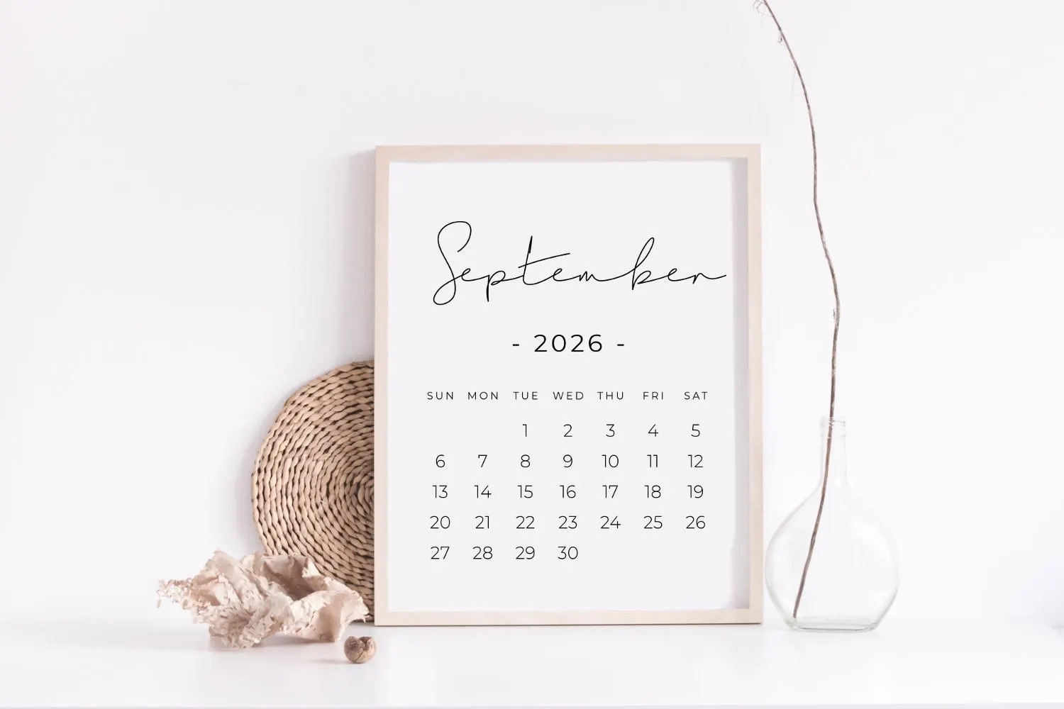 September 2026 Printable Calendar Pregnancy Calendar Digital 
