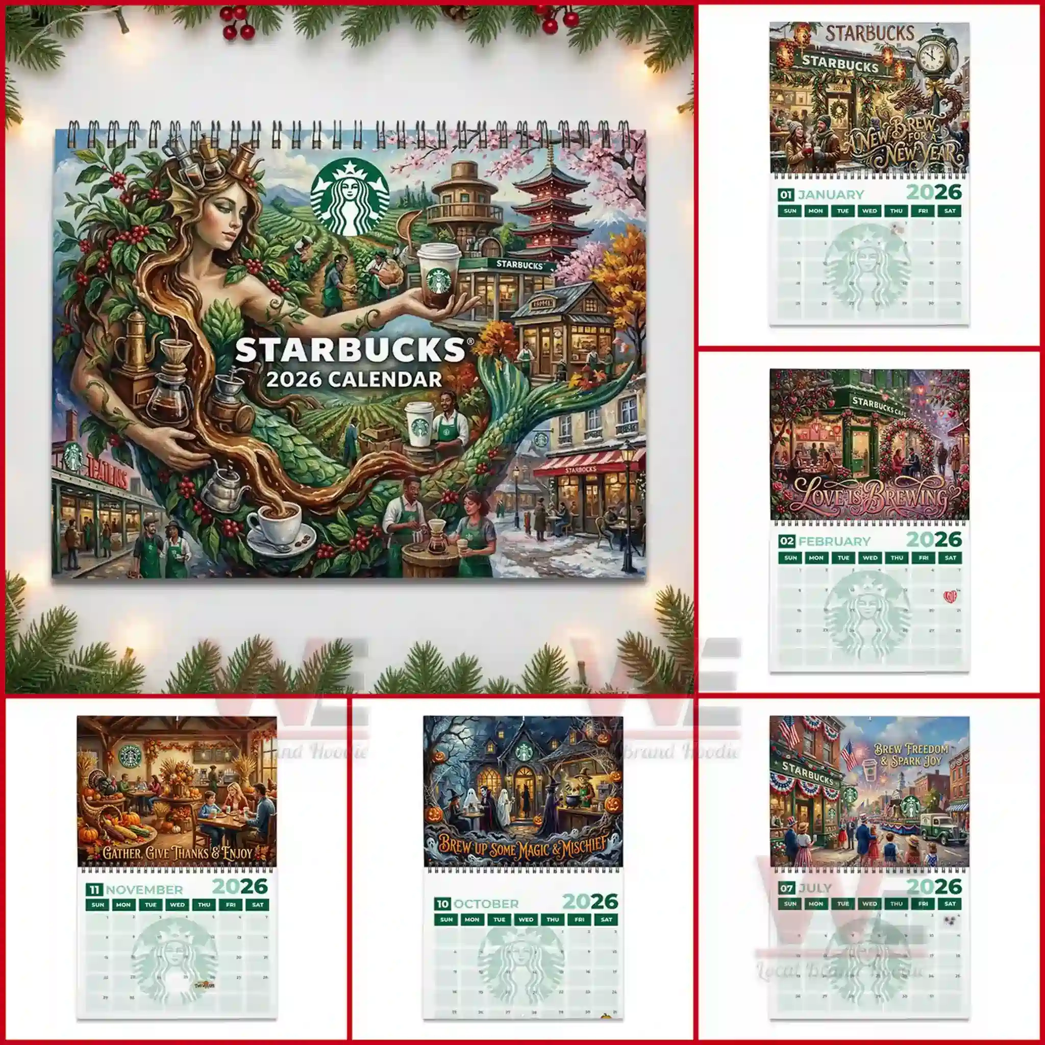 Starbucks 2026 Wall Calendar WeLocalBrandHoodie