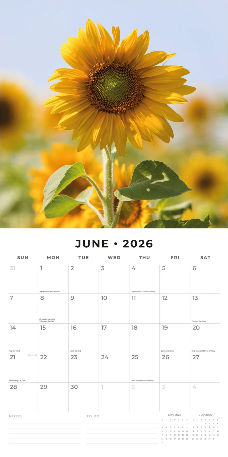Sunflower June 2026 Calendar