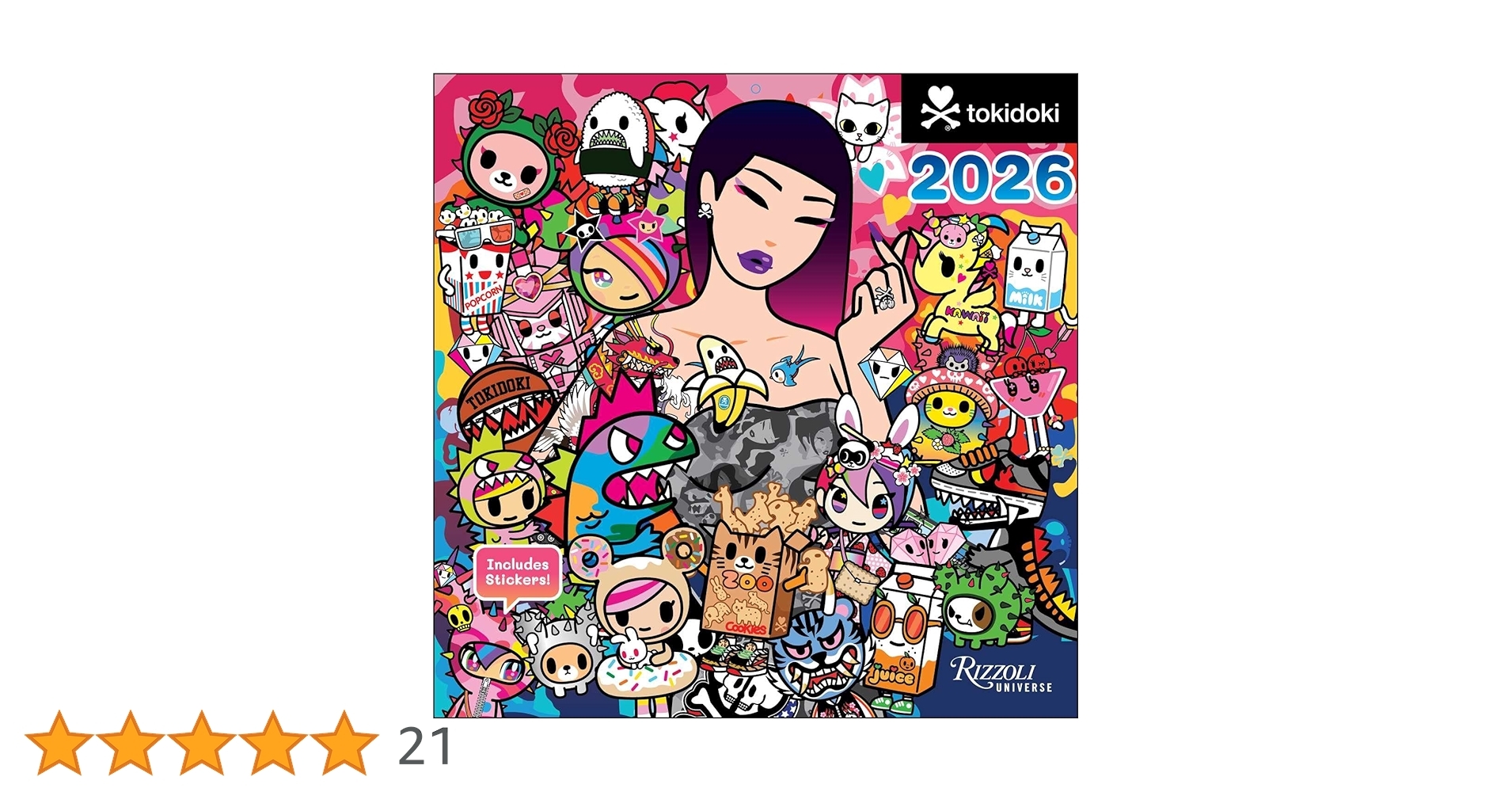 Tokidoki 2026 Wall Calendar Includes Stickers Legno Simone 