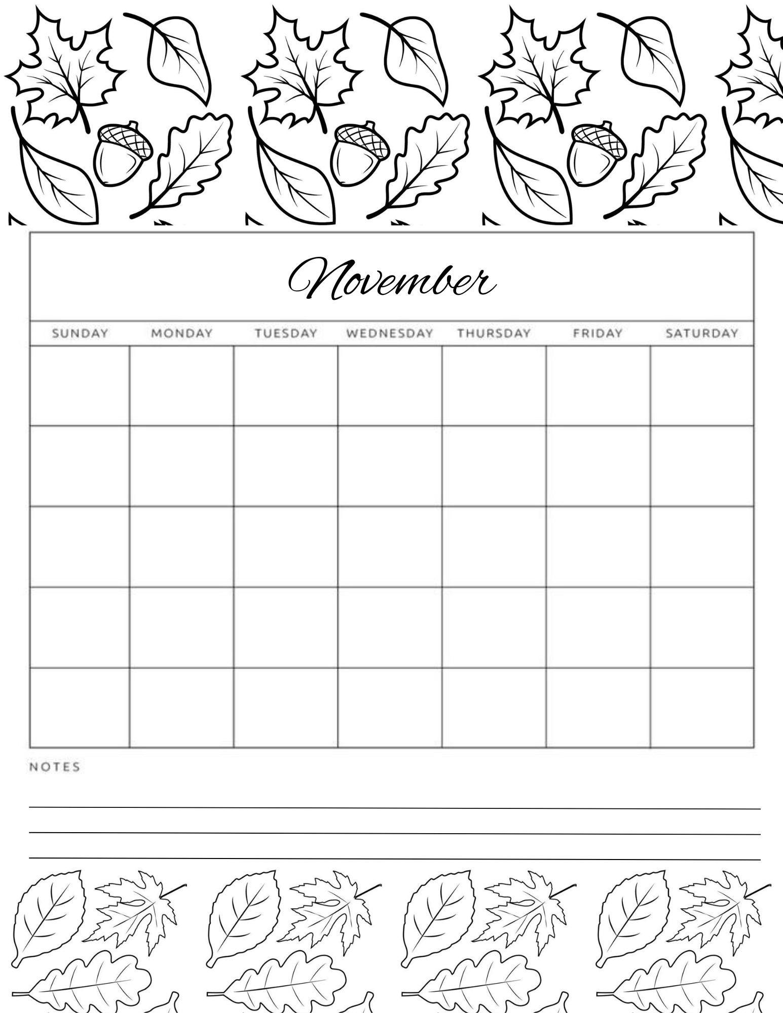 Undated Printable Coloring Calendar For 2025 