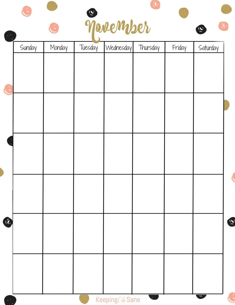 Vertical Calendar FREE To Print Keeping Life Sane